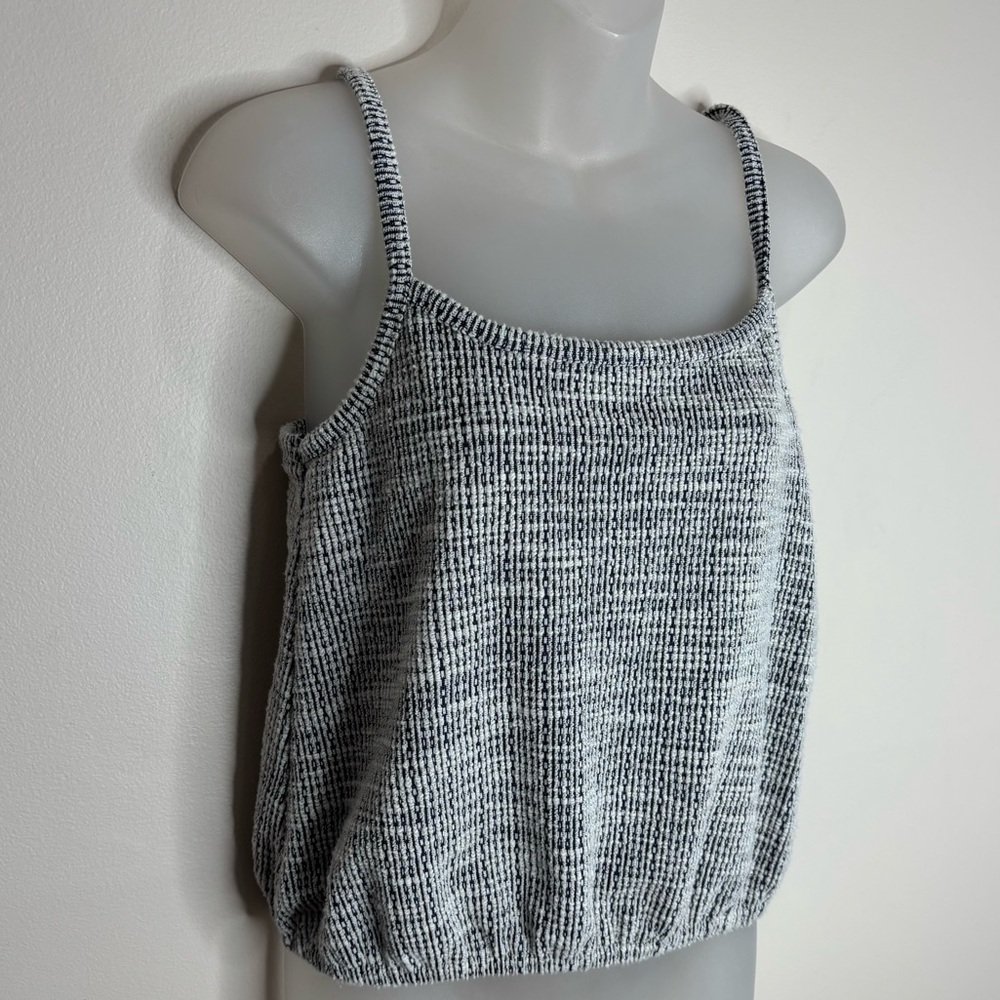 Loft cotton blend sleeveless crop tank top grey white size XS